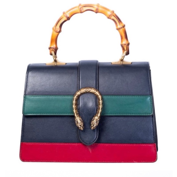 Gucci Handbags - Gucci Dionysus Navy Striped Medium Bamboo Top Handle Bag